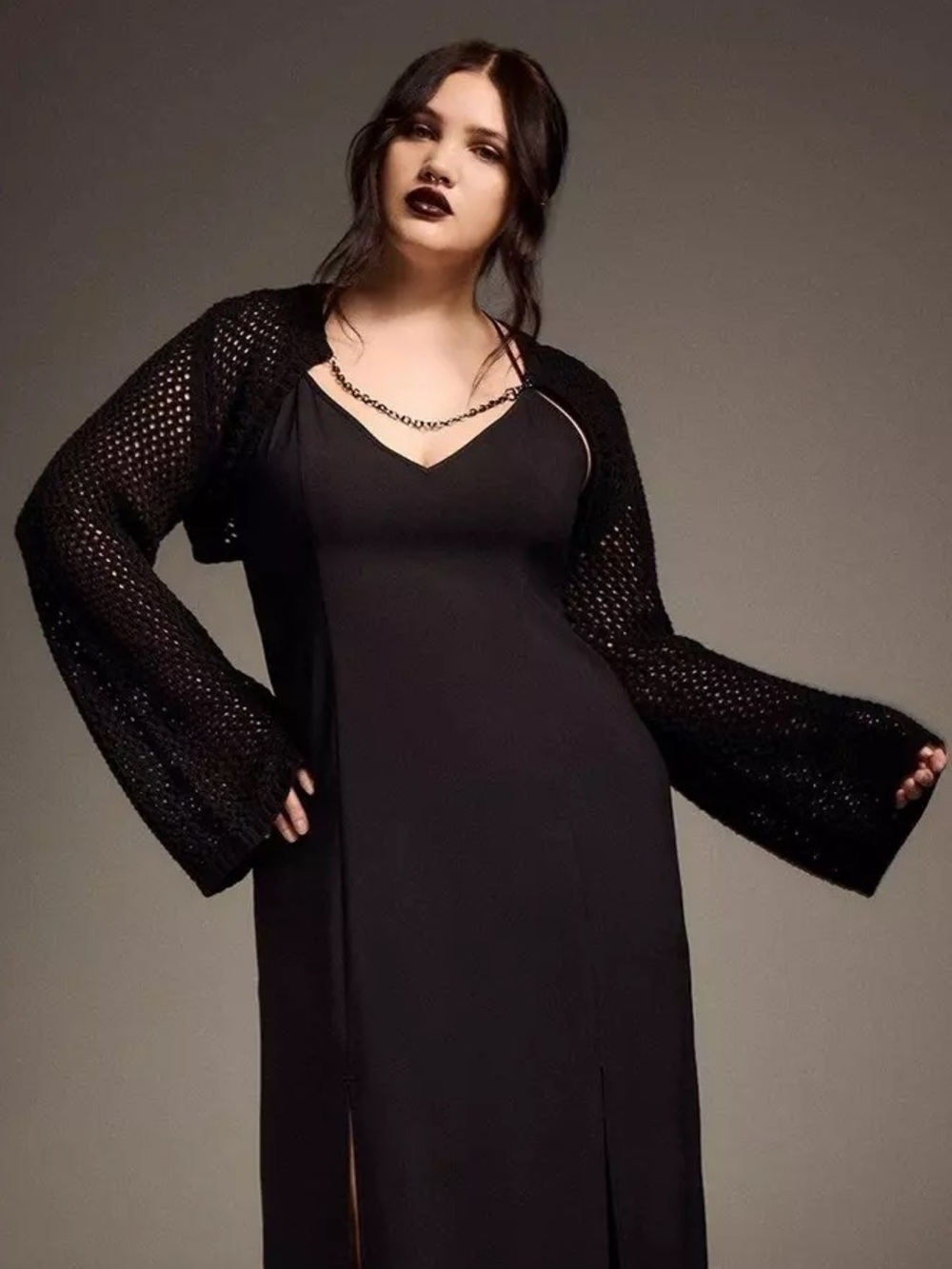 Nightfall by Torrid Chain Ultra Crop Bell Sleeve Cardigan